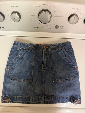 Girls Denim Skort in Blue with Front Patch Pockets